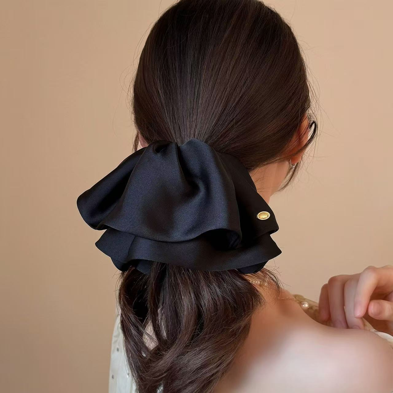 B-0003 Elegant Satin Bow - Designed Hair Claw Clip with Noble Touch