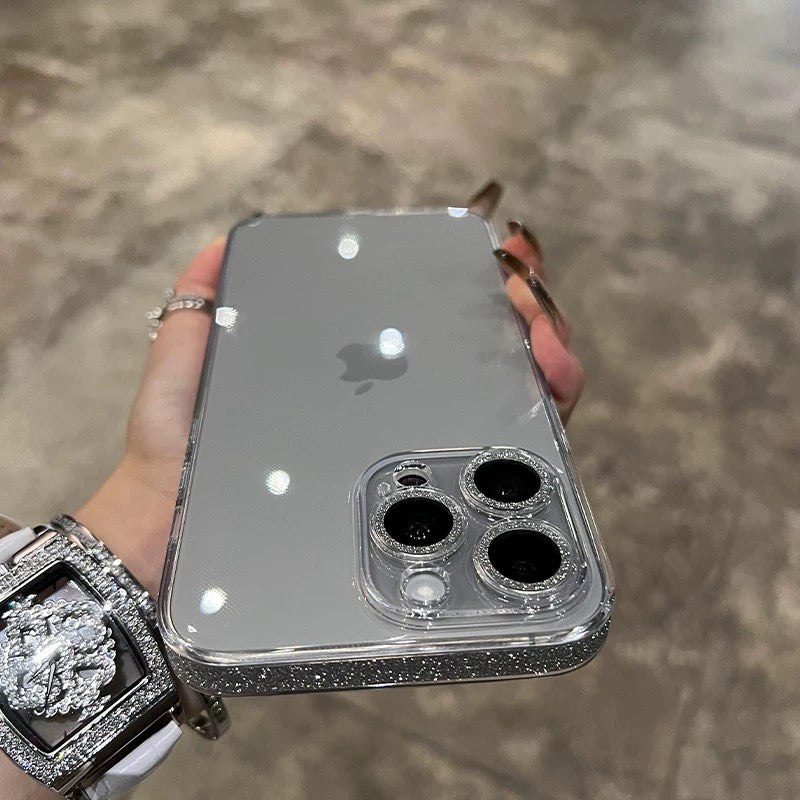 A0033-Luxury Diamond-Encrusted Phone Case | French Elegance Bling Border Protective Cover