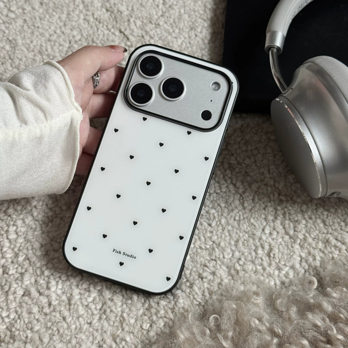 A0022-Black and White Heart Pattern IPhone Case for iPhone — Compatible with iPhone 17/16/15/14/13 Series (Pro & Pro Max)
