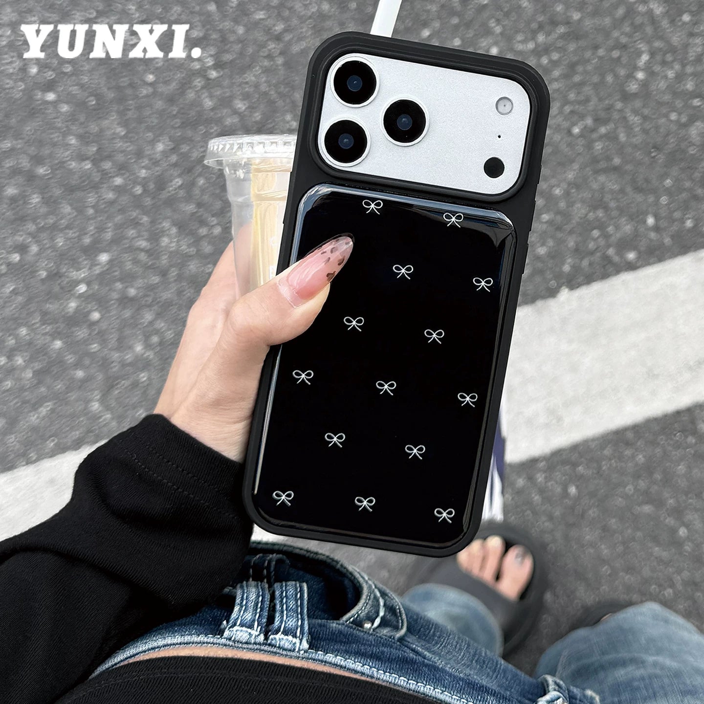 A0028-Black Bowknot IPhone Case for iPhone — Compatible with iPhone 17/16/15/14/13 Series (Pro & Pro Max)