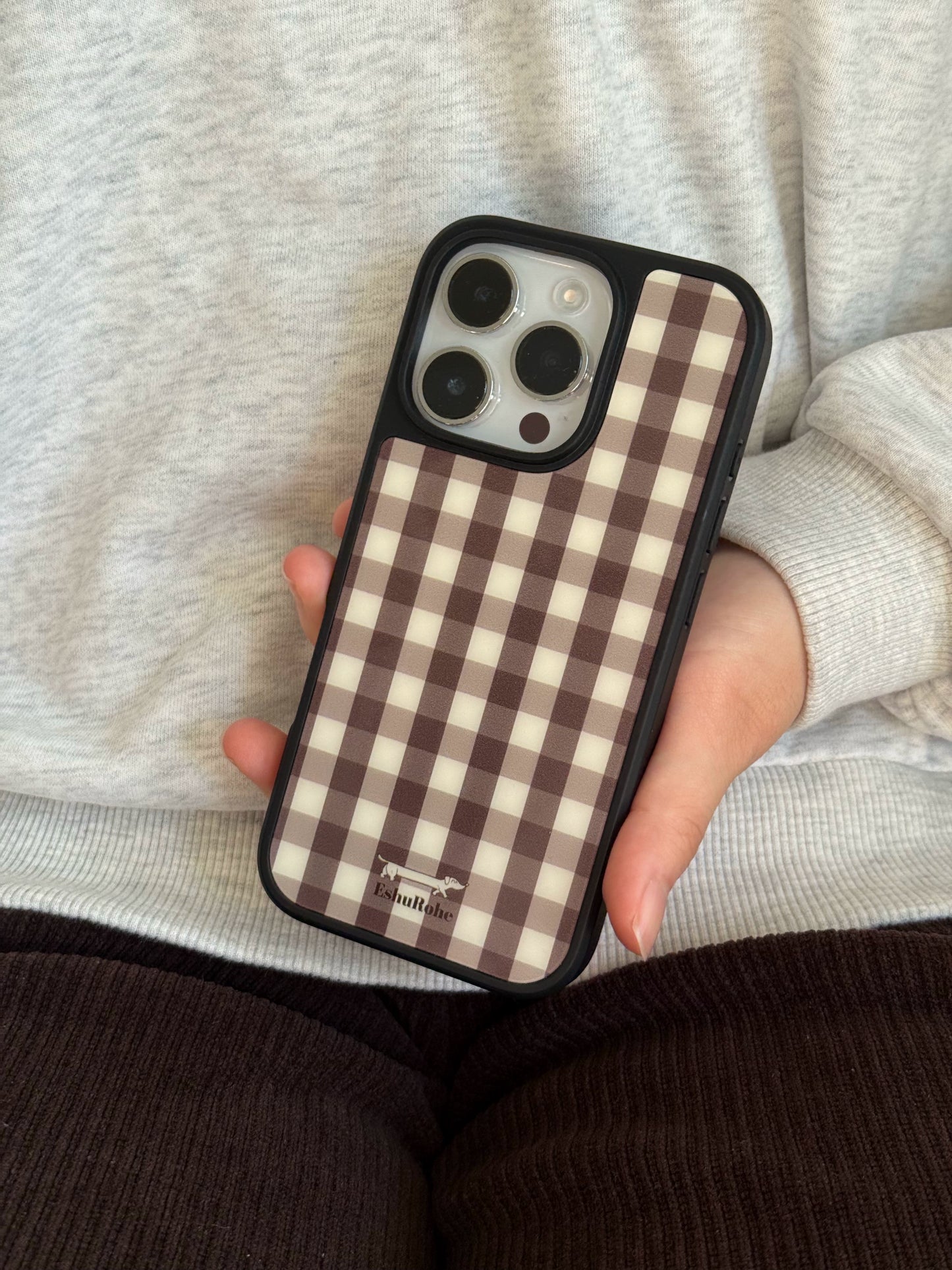 A0015-Minimalist Brown Plaid Phone Case IPhone Case for iPhone — Compatible with iPhone 17/16/15/14/13 Series (Pro & Pro Max)