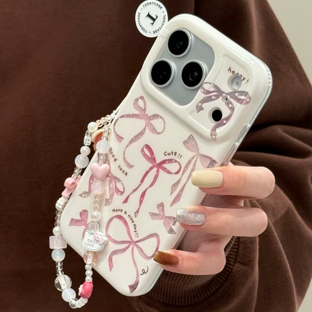 A0031-Pink Bow IPhone Case for iPhone — Compatible with iPhone 17/16/15/14/13 Series (Pro & Pro Max)