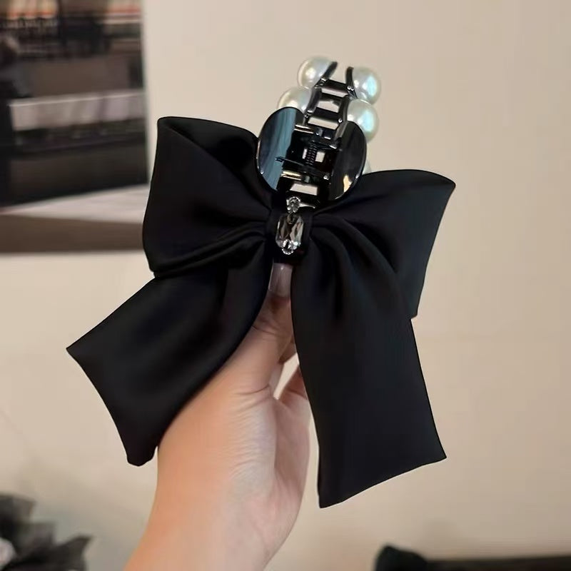 B-0002 Elegant Satin Bow - Designed Hair Claw Clip with Noble Touch