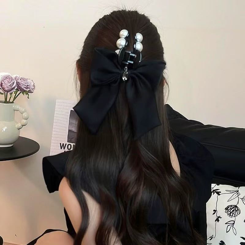 B-0002 Elegant Satin Bow - Designed Hair Claw Clip with Noble Touch