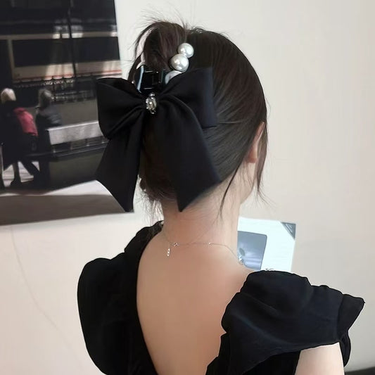 B-0002 Elegant Satin Bow - Designed Hair Claw Clip with Noble Touch