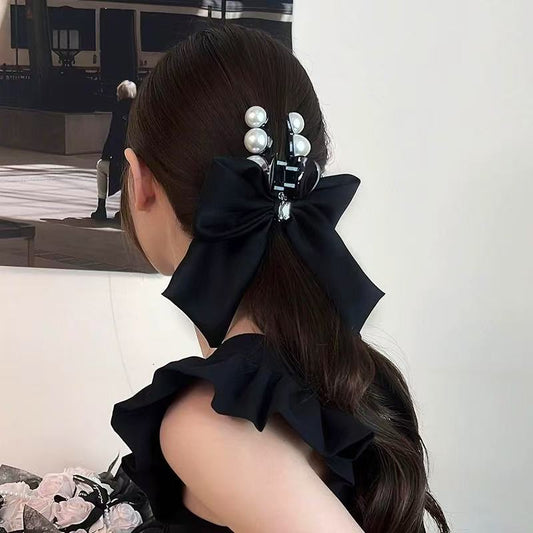 B-0002 Elegant Satin Bow - Designed Hair Claw Clip with Noble Touch