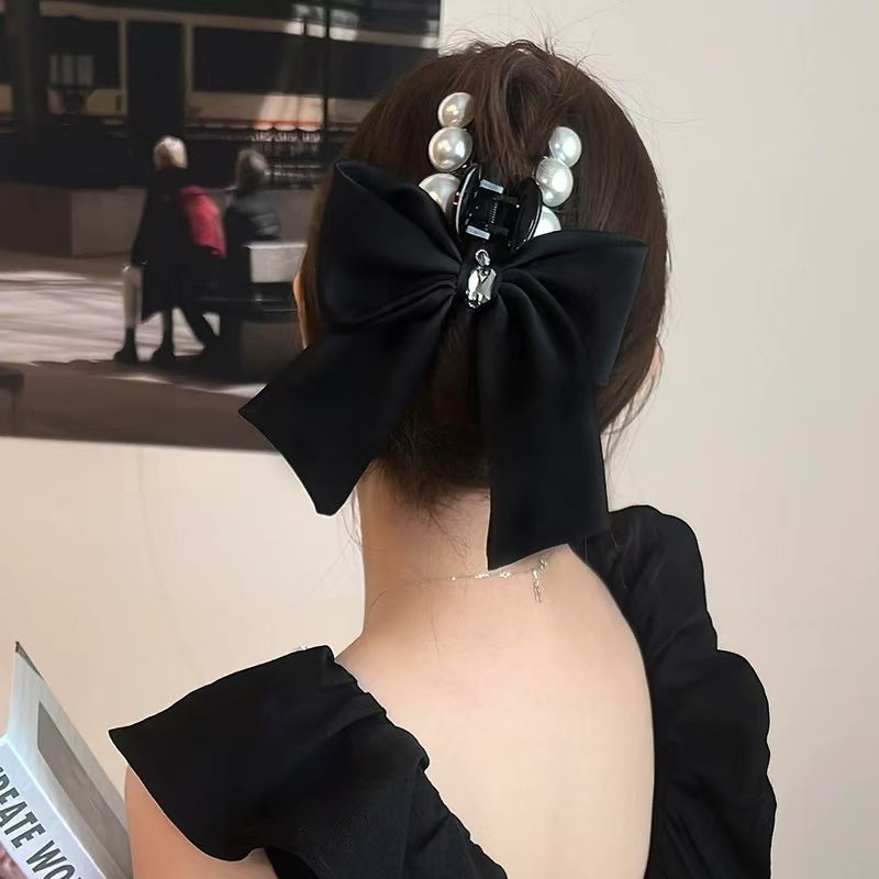 B-0002 Elegant Satin Bow - Designed Hair Claw Clip with Noble Touch
