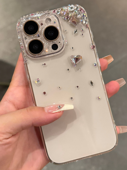 A0035-Luxurious Crystal - Embellished Pink RhinestoneIPhone Case for iPhone — Compatible with iPhone 17/16/15/14/13 Series (Pro & Pro Max)