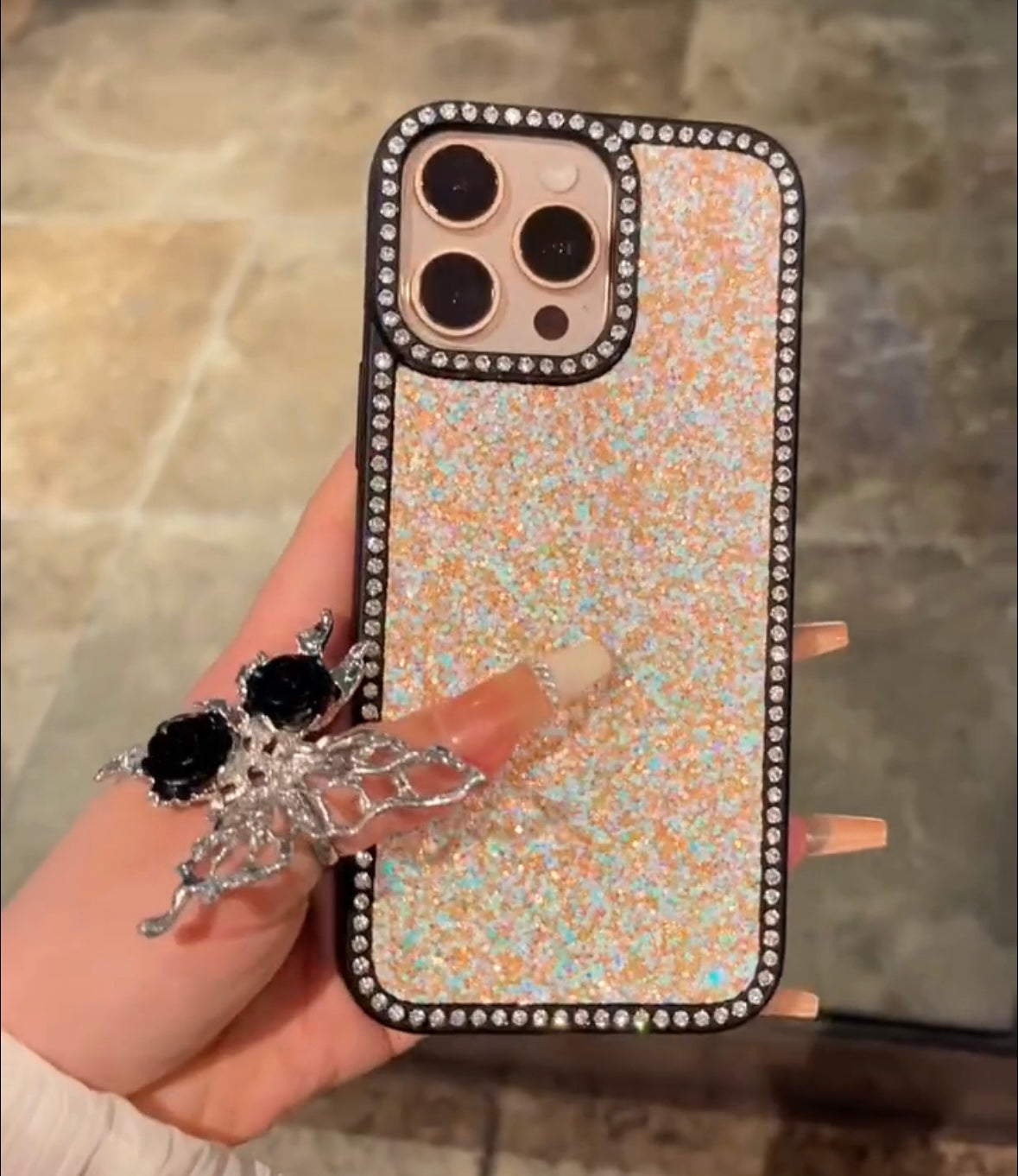 A0031-Elegant Full - Body Protective Phone Case with Sparkling Crushed Diamond and Premium Finish for iPhone13/14/15/16/17