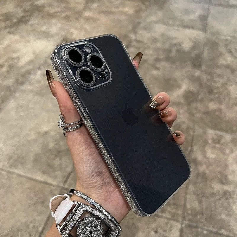 A0033-Luxury Diamond-Encrusted Phone Case | French Elegance Bling Border Protective Cover