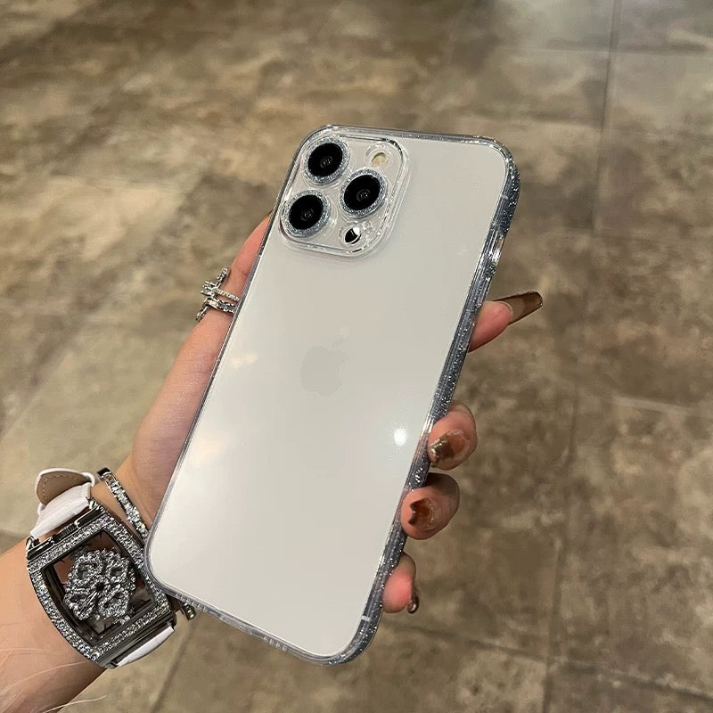 A0033-Luxury Diamond-Encrusted Phone Case | French Elegance Bling Border Protective Cover