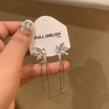 E-0001 Exquisitely Designed Floral - Shaped Earrings with Sparkling Zircon Accents