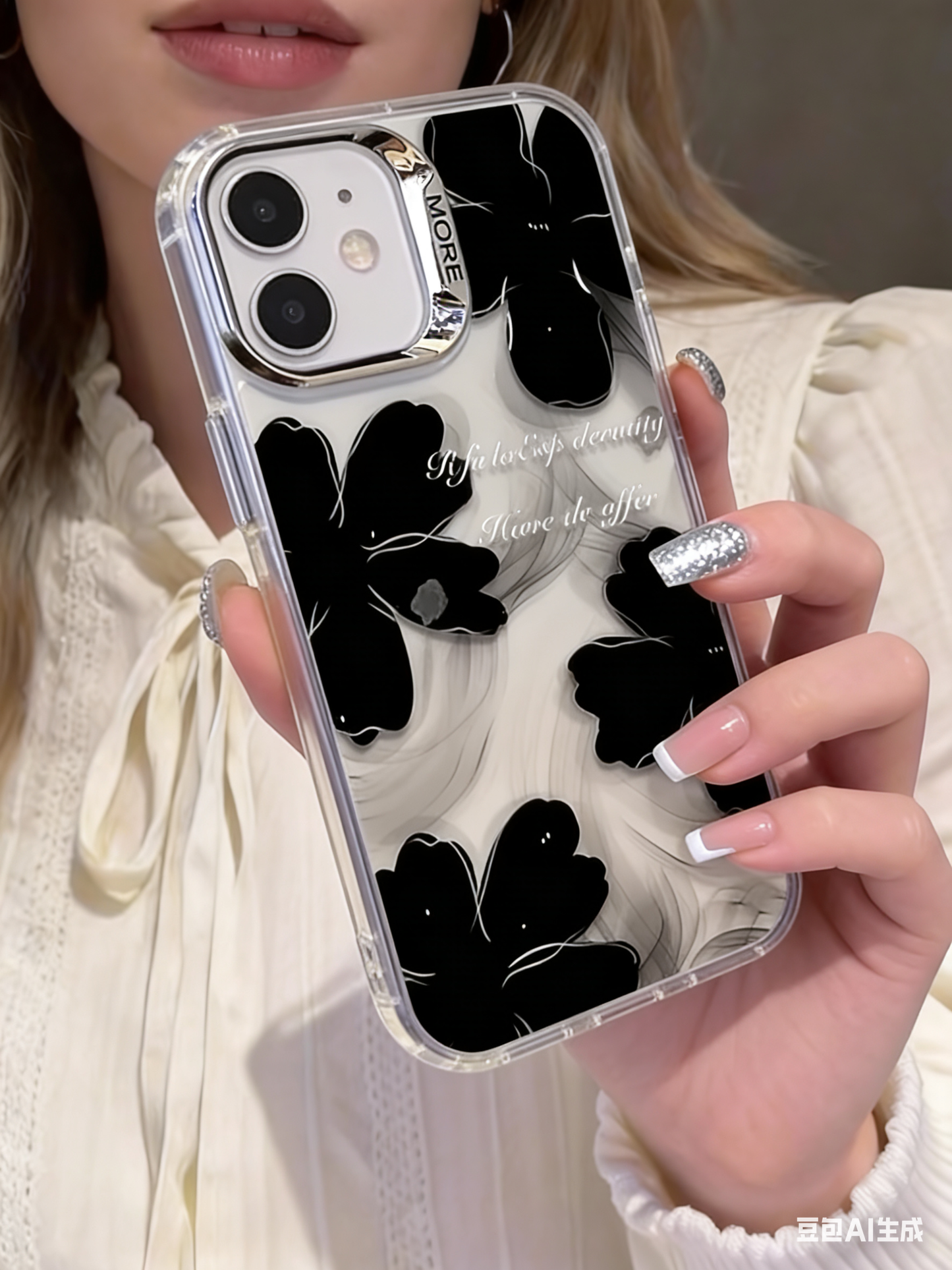 A0004-Black Ink Wash Floral Pattern IPhone Case for iPhone — Compatible with iPhone 17/16/15/14/13 Series (Pro & Pro Max)