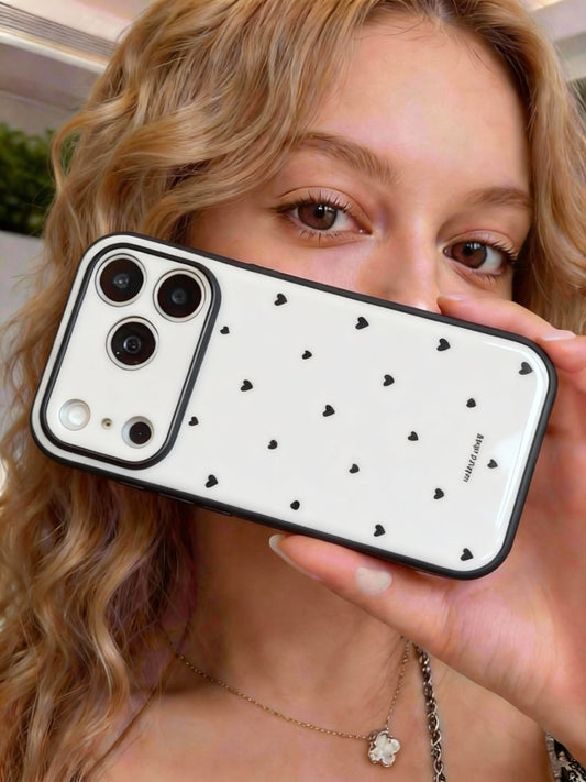 A0022-Black and White Heart Pattern IPhone Case for iPhone — Compatible with iPhone 17/16/15/14/13 Series (Pro & Pro Max)