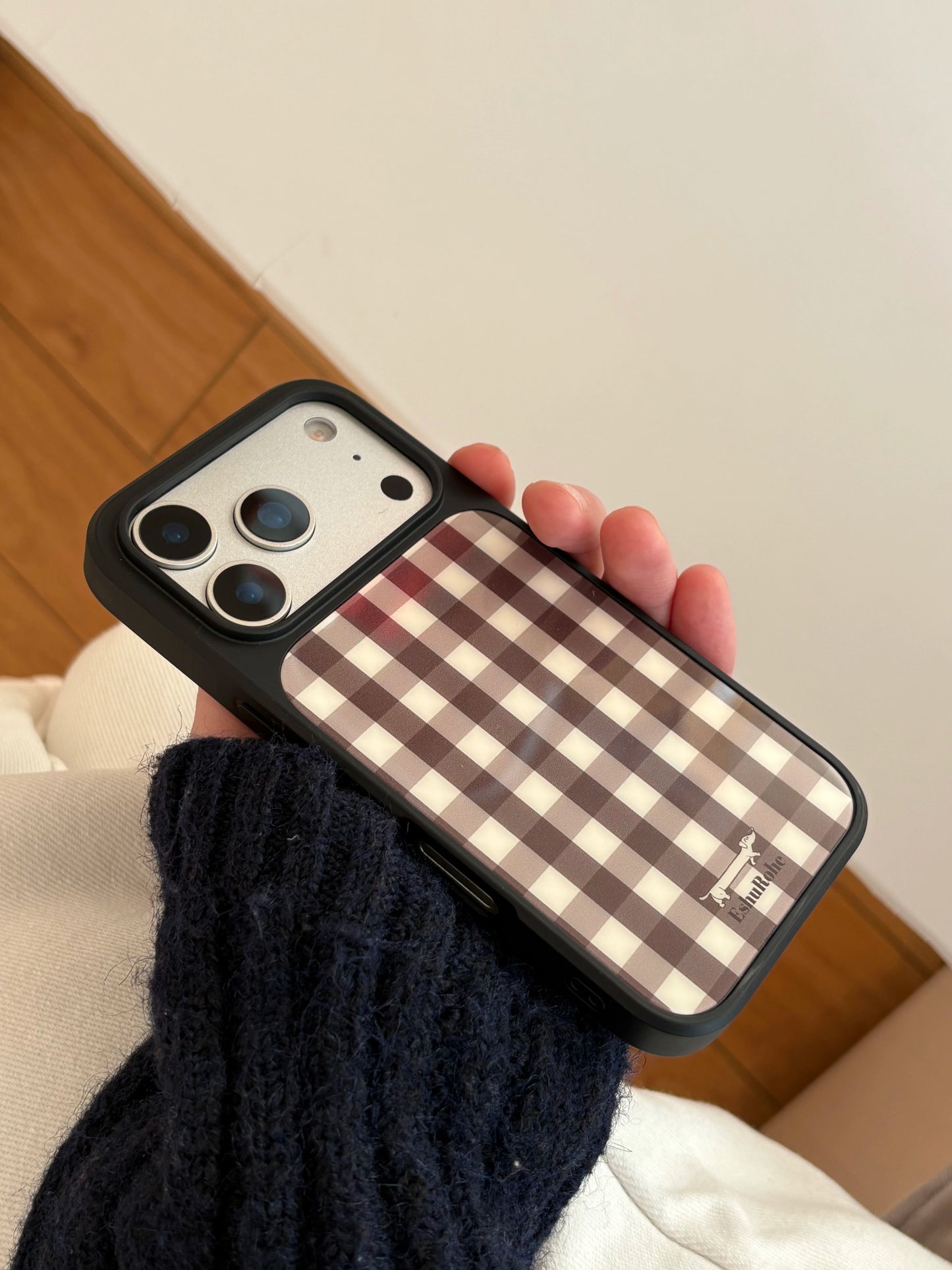 A0015-Minimalist Brown Plaid Phone Case IPhone Case for iPhone — Compatible with iPhone 17/16/15/14/13 Series (Pro & Pro Max)