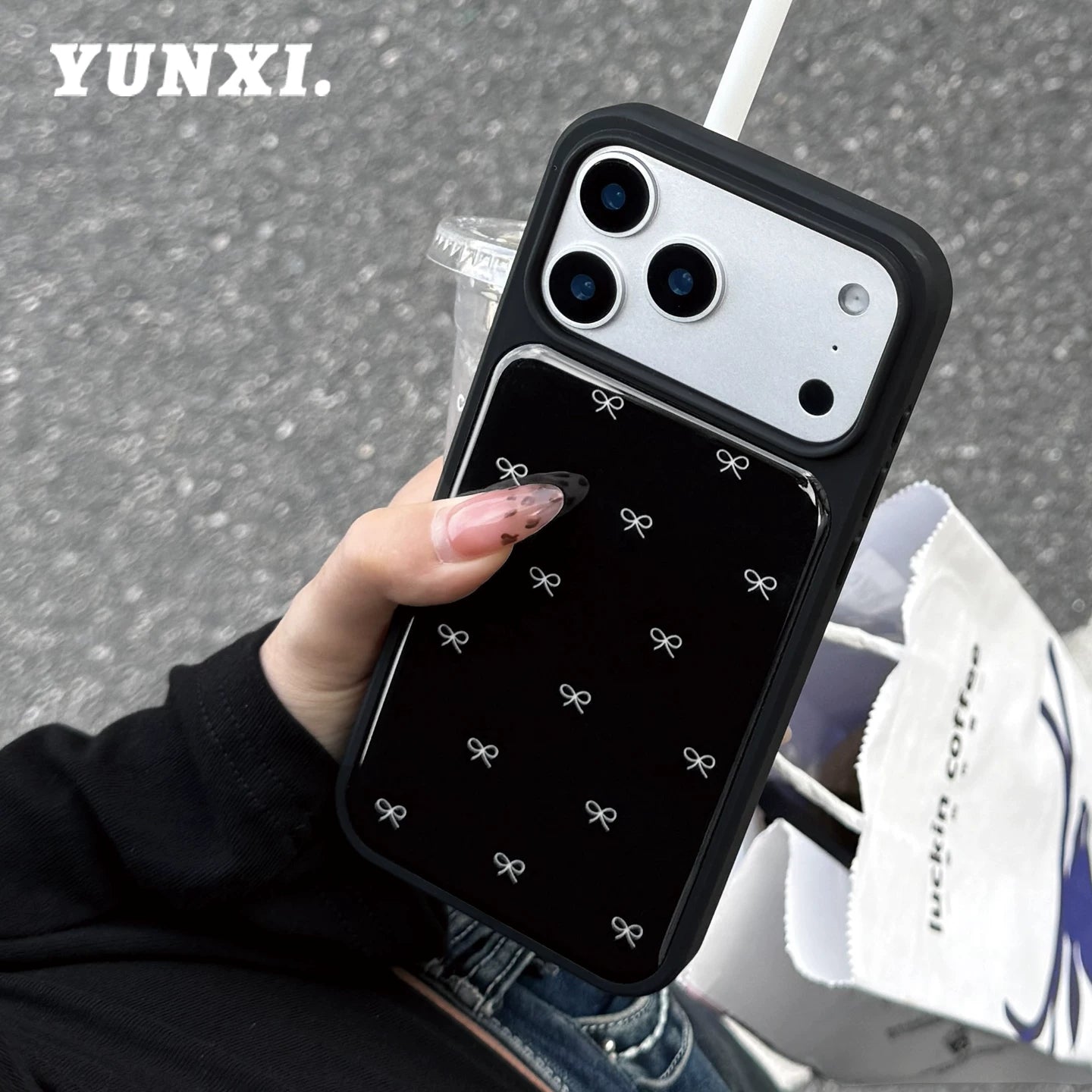A0028-Black Bowknot IPhone Case for iPhone — Compatible with iPhone 17/16/15/14/13 Series (Pro & Pro Max)