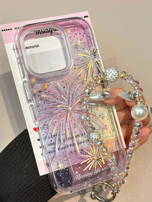 A0033-Translucent Pink Blush Colorful Firework Pattern  IPhone Case for iPhone — Compatible with iPhone 17/16/15/14/13 Series (Pro & Pro Max)