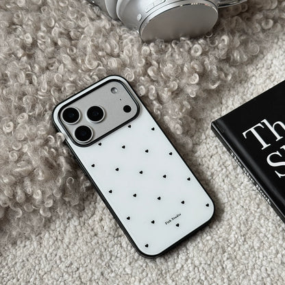 A0022-Black and White Heart Pattern IPhone Case for iPhone — Compatible with iPhone 17/16/15/14/13 Series (Pro & Pro Max)