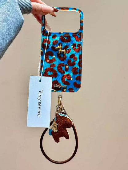 A0032-Blue Leopard Print Pony IPhone Case for iPhone — Compatible with iPhone 17/16/15/14/13 Series (Pro & Pro Max)