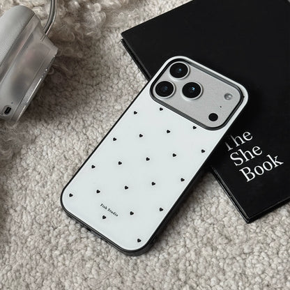 A0022-Black and White Heart Pattern IPhone Case for iPhone — Compatible with iPhone 17/16/15/14/13 Series (Pro & Pro Max)