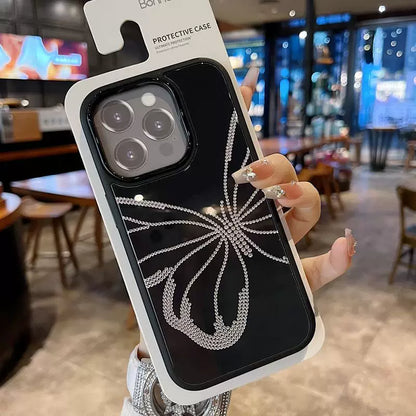 A0017-Elegant White-Stitched Butterfly IPhone Case for iPhone — Compatible with iPhone 17/16/15/14/13 Series (Pro & Pro Max)