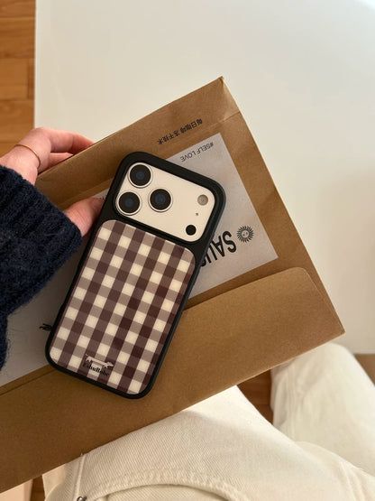 A0015-Minimalist Brown Plaid Phone Case IPhone Case for iPhone — Compatible with iPhone 17/16/15/14/13 Series (Pro & Pro Max)