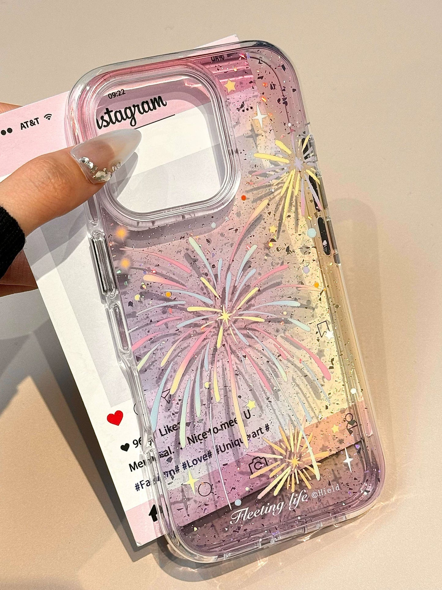 A0033-Translucent Pink Blush Colorful Firework Pattern  IPhone Case for iPhone — Compatible with iPhone 17/16/15/14/13 Series (Pro & Pro Max)