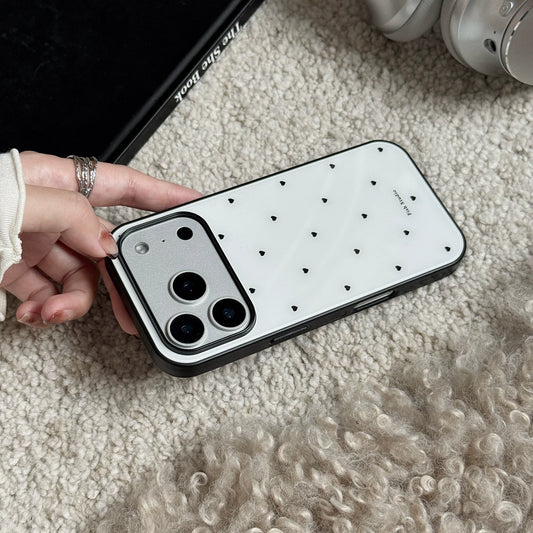 A0022-Black and White Heart Pattern IPhone Case for iPhone — Compatible with iPhone 17/16/15/14/13 Series (Pro & Pro Max)