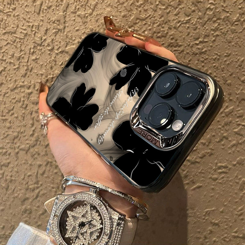 A0004-Black Ink Wash Floral Pattern IPhone Case for iPhone — Compatible with iPhone 17/16/15/14/13 Series (Pro & Pro Max)