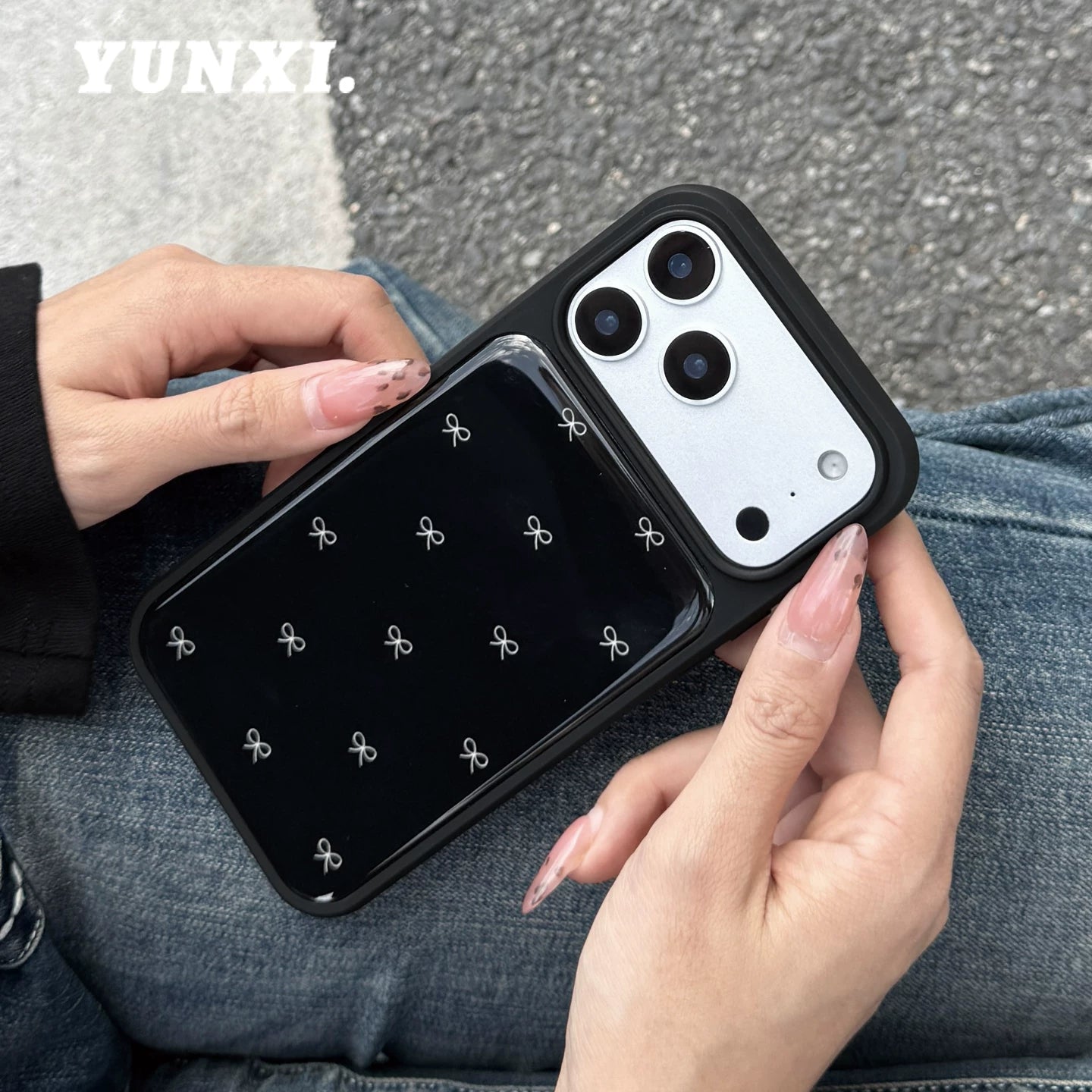 A0028-Black Bowknot IPhone Case for iPhone — Compatible with iPhone 17/16/15/14/13 Series (Pro & Pro Max)