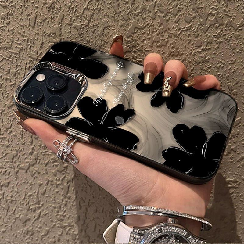 A0004-Black Ink Wash Floral Pattern IPhone Case for iPhone — Compatible with iPhone 17/16/15/14/13 Series (Pro & Pro Max)