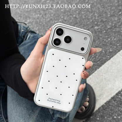 A0020-Minimalist White Polka Dot Pattern IPhone Case for iPhone — Compatible with iPhone 17/16/15/14/13 Series (Pro & Pro Max)