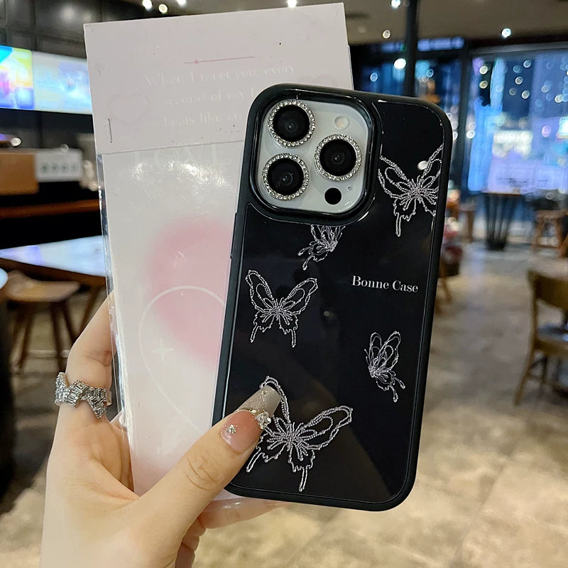 A0029-Elegant Butterfly Rhinestone IPhone Case for iPhone — Compatible with iPhone 17/16/15/14/13 Series (Pro & Pro Max)