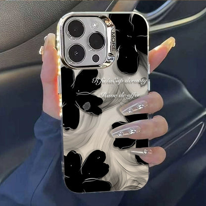 A0004-Black Ink Wash Floral Pattern IPhone Case for iPhone — Compatible with iPhone 17/16/15/14/13 Series (Pro & Pro Max)
