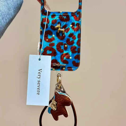 A0032-Blue Leopard Print Pony IPhone Case for iPhone — Compatible with iPhone 17/16/15/14/13 Series (Pro & Pro Max)