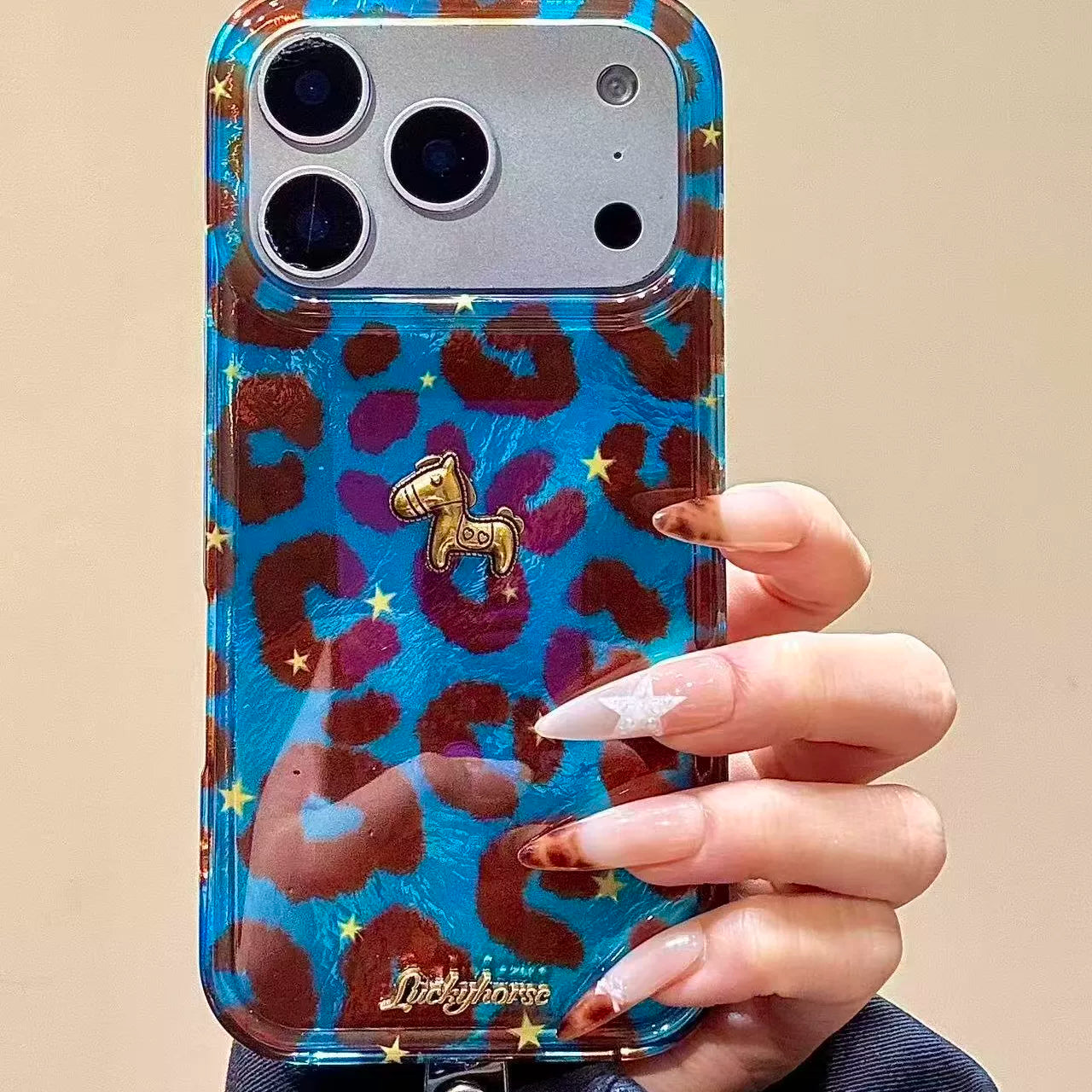 A0032-Blue Leopard Print Pony IPhone Case for iPhone — Compatible with iPhone 17/16/15/14/13 Series (Pro & Pro Max)