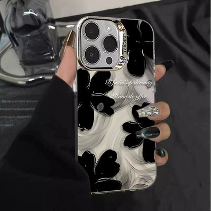 A0004-Black Ink Wash Floral Pattern IPhone Case for iPhone — Compatible with iPhone 17/16/15/14/13 Series (Pro & Pro Max)