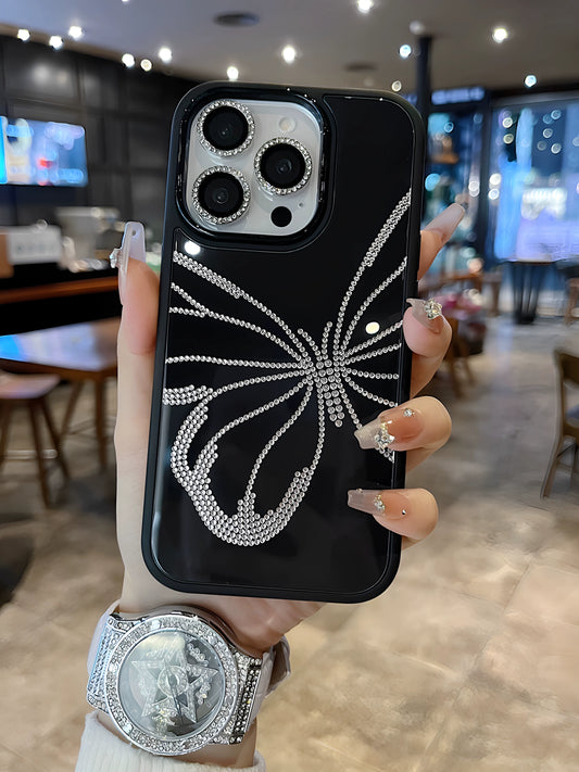 A0017-Elegant White-Stitched Butterfly IPhone Case for iPhone — Compatible with iPhone 17/16/15/14/13 Series (Pro & Pro Max)