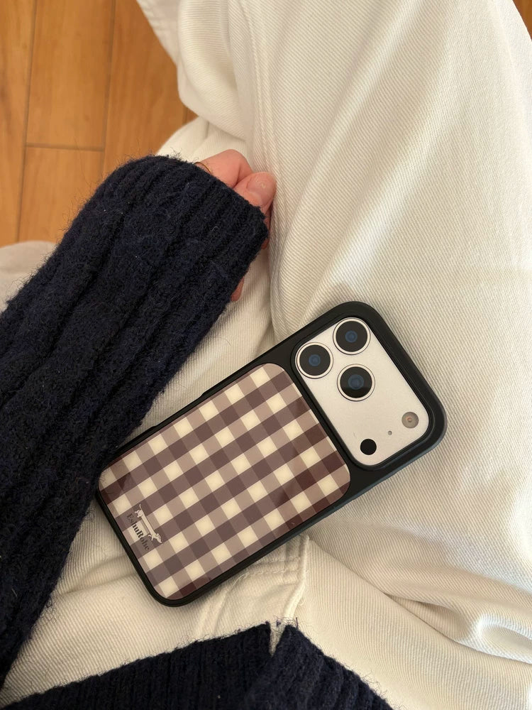 A0015-Minimalist Brown Plaid Phone Case IPhone Case for iPhone — Compatible with iPhone 17/16/15/14/13 Series (Pro & Pro Max)