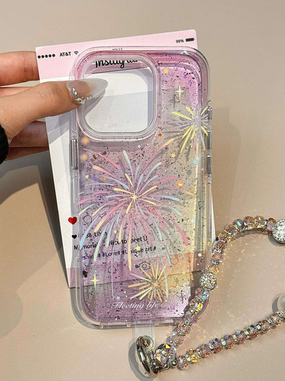 A0033-Translucent Pink Blush Colorful Firework Pattern  IPhone Case for iPhone — Compatible with iPhone 17/16/15/14/13 Series (Pro & Pro Max)