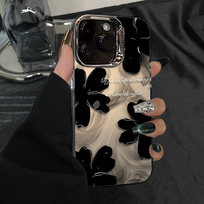 A0004-Black Ink Wash Floral Pattern IPhone Case for iPhone — Compatible with iPhone 17/16/15/14/13 Series (Pro & Pro Max)