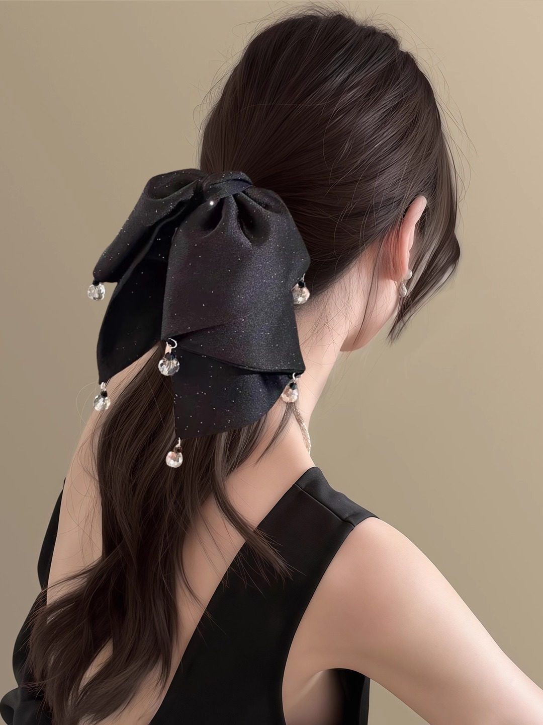 B-0006 Elegant Bow - Shaped Hairpin with Exquisite Bead - Embellished Tassels