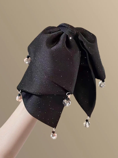 B-0006 Elegant Bow - Shaped Hairpin with Exquisite Bead - Embellished Tassels